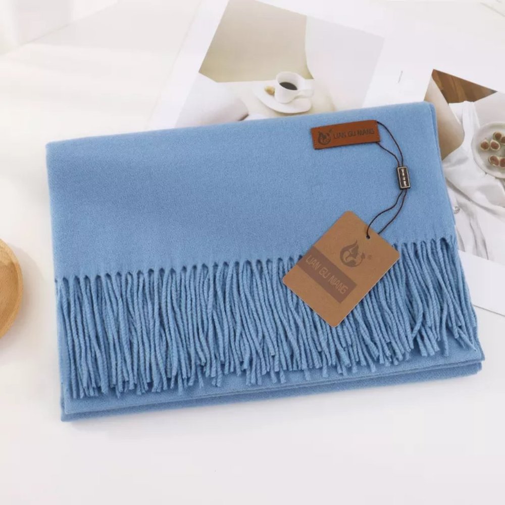 Cashmere Feel Solid Scarf, Luxurious Long Extra Large Women Men shawl